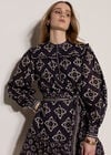 Tile Print Shift Mini Dress, Navy, large