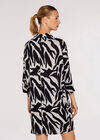 Zebra Print Cocoon Mini Dress, Grey, large