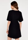 V-Neck Button Front Dress, Black, large