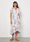 Watercolour Ruffle Wrap Midi Dress, Mint, large