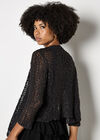 Mesh Popcorn Knit Shrug, Dark Grey - Charcoal, large