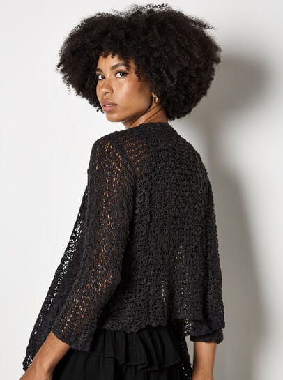 Mesh Popcorn Knit Shrug