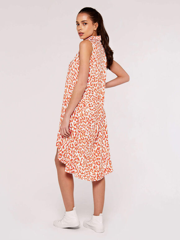 Cheetah Print  Mini Dress, Coral, large