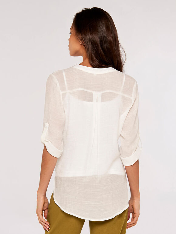 Slub Shimmer Twist Top, Cream, large