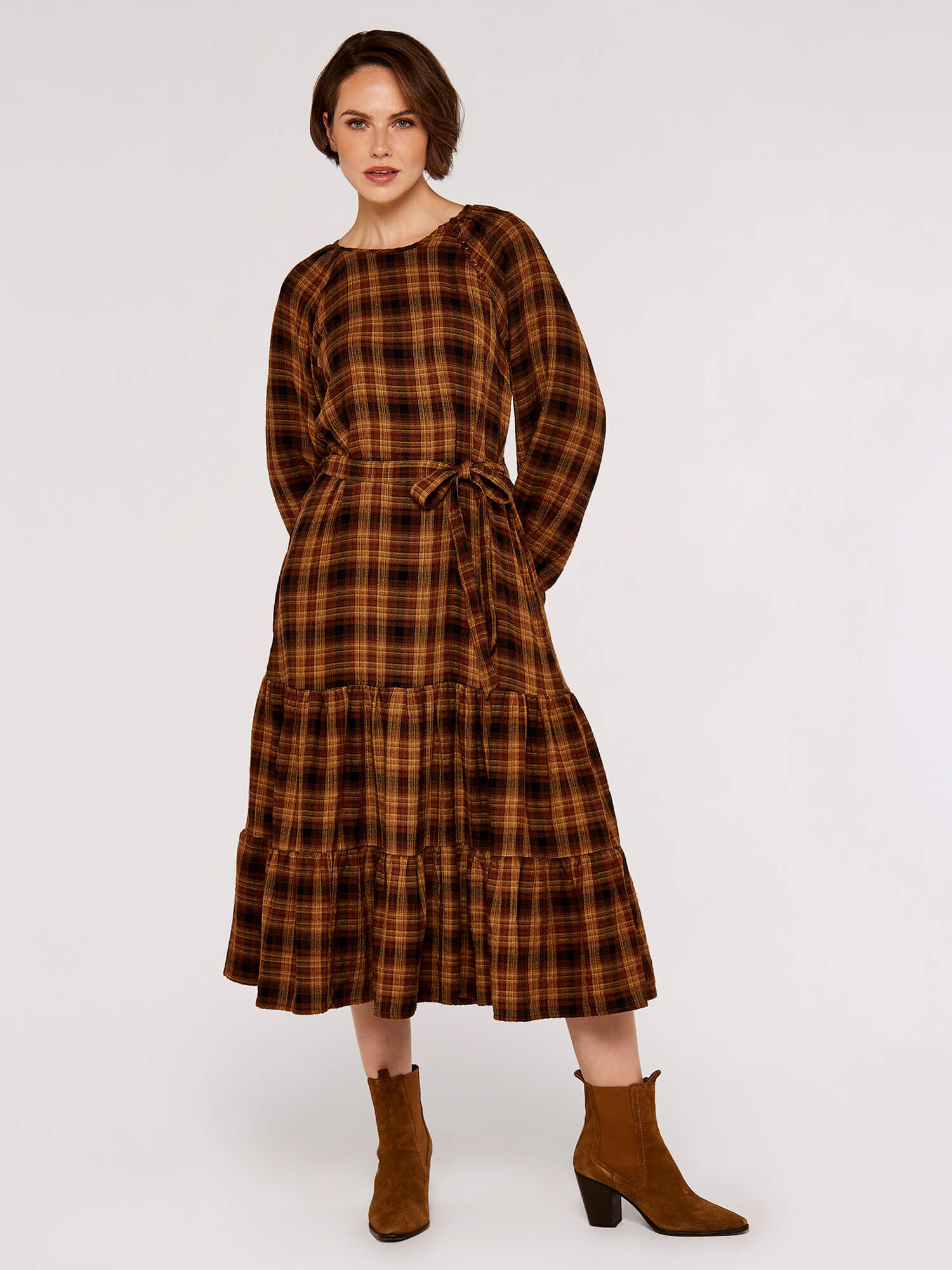 Classic Monochrome Check Midi Dress M 新品 1月下旬発送】Classic Monochrome Check Midi Dress