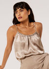 Textured Satin Camisole Top, Stone, large