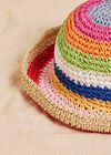 Colourful Stripe Straw Bucket Hat, Assorted, large