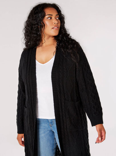 Curve Longline Cable Knit Cardigan 