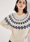 Fair Isle Chunky Knit Jumper, Stone, large