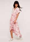 Leaf Print Midi Dress, Pink, large