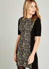 Black Jacquard Illusion Midi Dress, Black, large