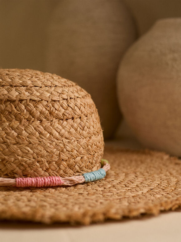 Wide Brim Straw Hat, Stone, large