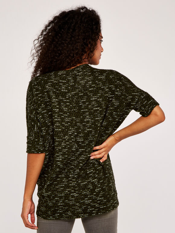 Fuzzy Puzzle Oversized Top, Khaki, large