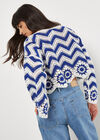 Crochet Chevron Bell Sleeve Top, White, large