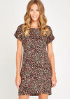 Black Layered Heart Shift Dress, Black, large