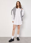 Pinstripe Oversized Shirt Mini Dress, White, large