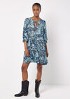 Scarf Print Tiered Mini Dress, Blue, large