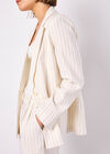 Pinstripe Linen Blend Blazer, Stone, large