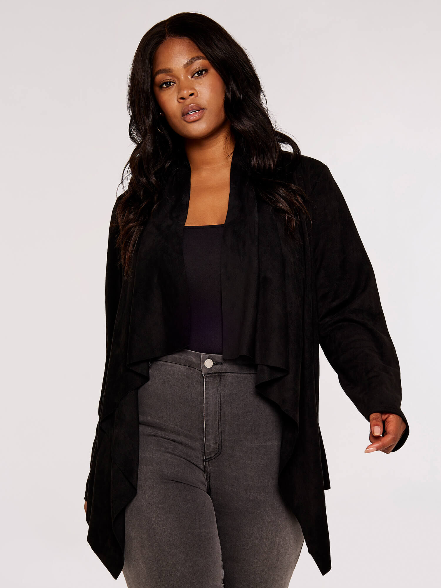 Black waterfall shrug store
