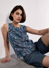 Batik Leaf Print Vest Top, Blue, large