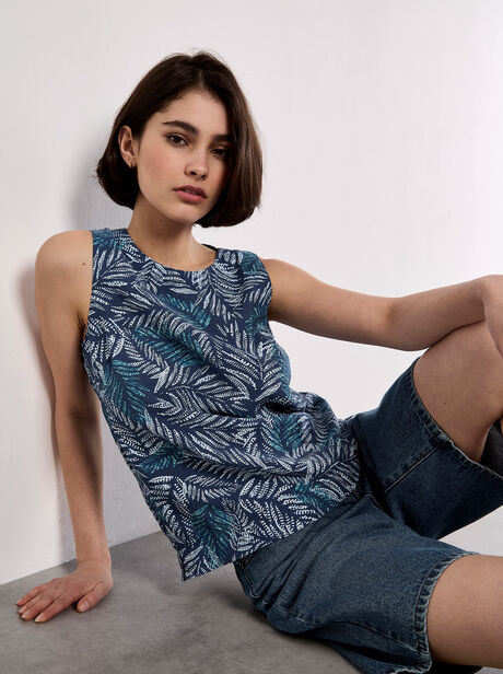 Batik Leaf Print Vest Top