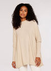 Oversized Knitted Panel Jumper, Stone, large