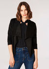 Cropped Suede Waterfall Jacket, Black, large