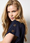 Decorative Button Jersey T-Shirt, Navy, large