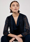 Floral Lace Blazer, Navy, large
