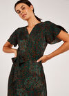 Camouflage Animal Dot Wrap Dress, Green, large