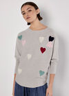 Applique Heart Batwing Jumper, Light Grey / Silver, large