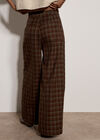 Check Print Tailored Wide-Leg Trousers, Brown, large