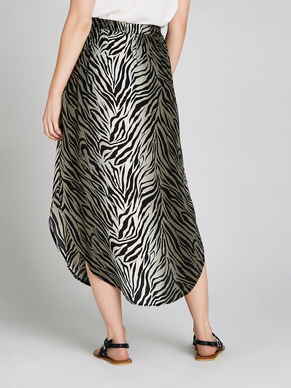 Zebra Print Skirt, Khaki, large