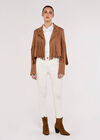 Fringed Suedette Jacket, Brown, large