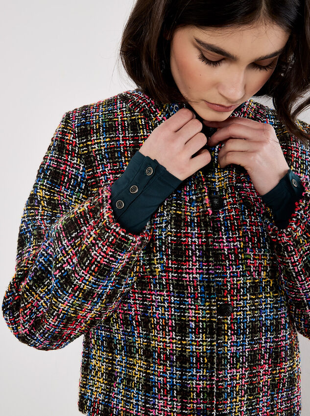 Multicoloured Tweed Jacket, Black, large