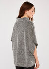 Roll Neck Boucle Cape Top, Black, large