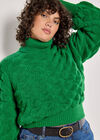Curve Bubble Knit Roll Neck Jumper, Green, large