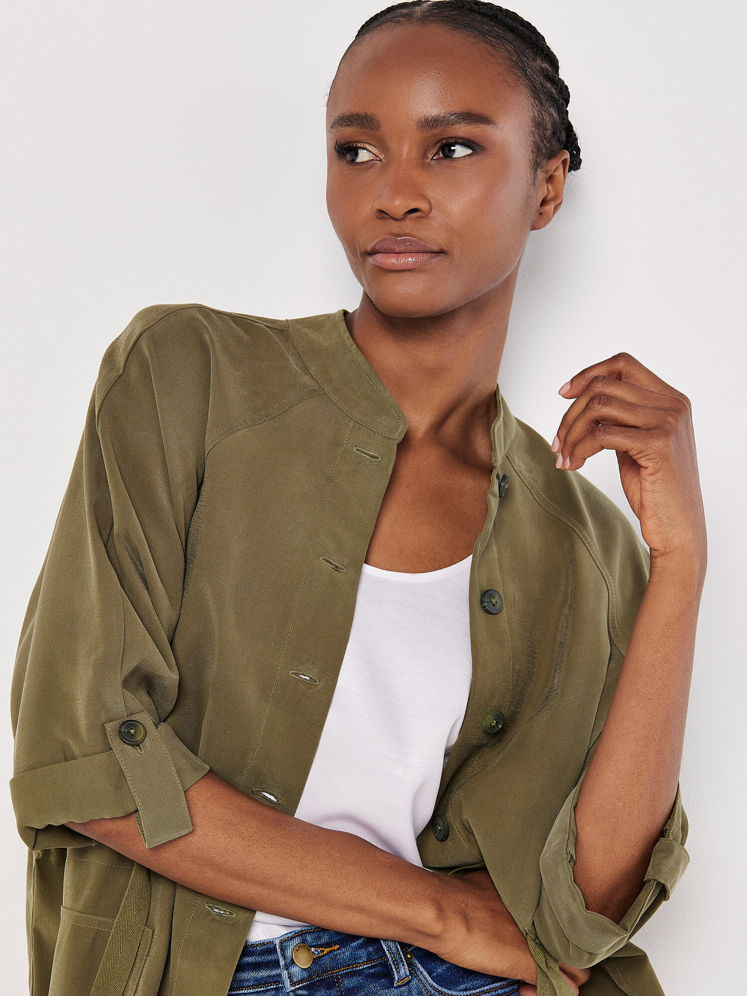 Drawstring Shirt Mini Dress Apricot Clothing