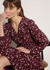 Floral Wrap Mini Dress, Burgundy, large