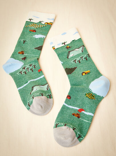 Farm Print Cotton Socks