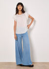 Broderie Yoke Cotton Top, White, large