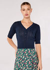 Pointelle Shrug, Navy, large