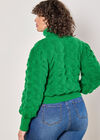Curve Bubble Knit Roll Neck Jumper, Green, large