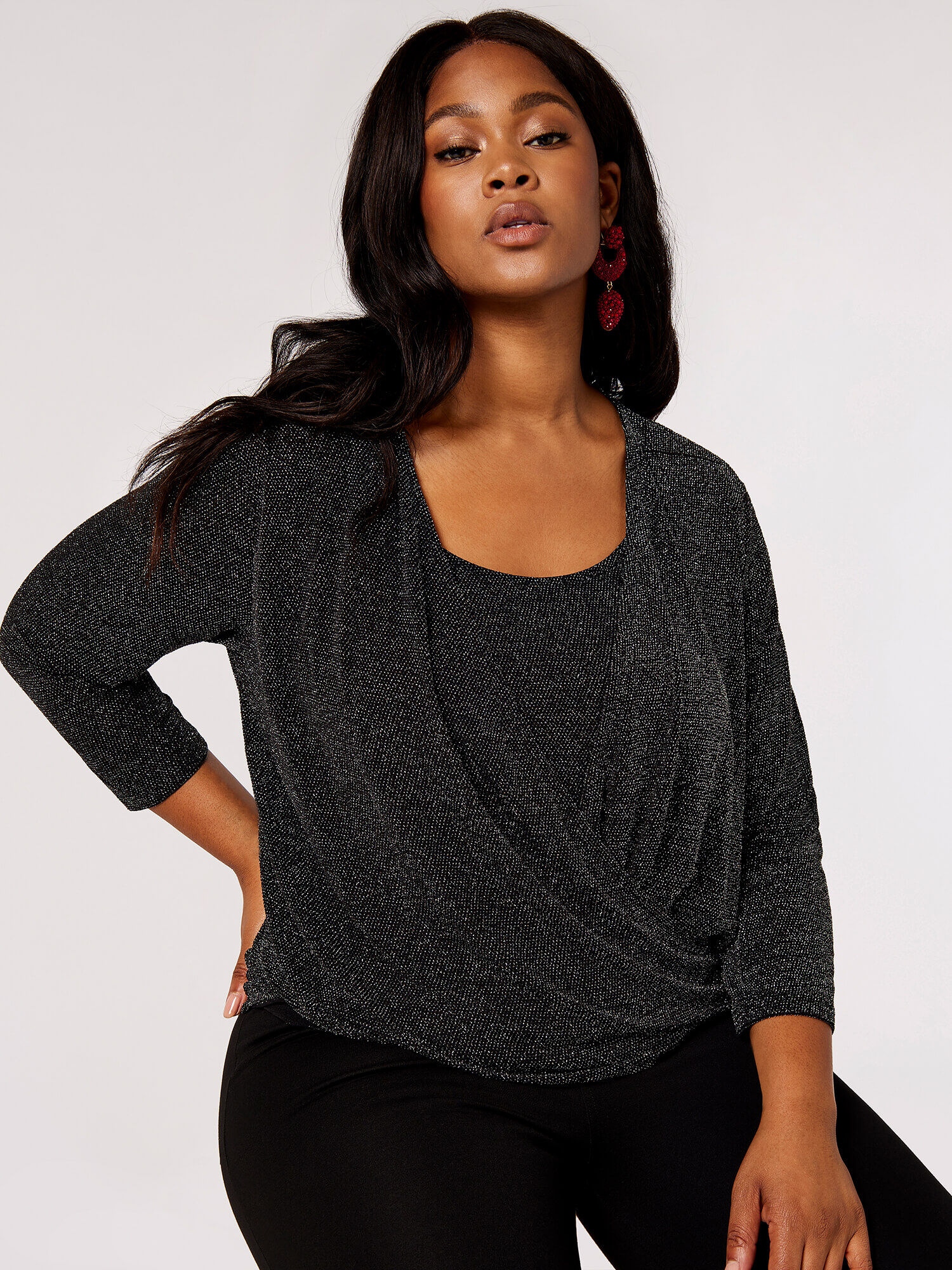 Black sparkle clearance wrap top