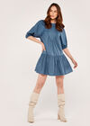 V Yoke Dress, Blue, large