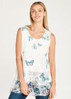 Butterfly Mesh Knit Layered Top, Cream, large