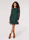 Ditsy Floral Chiffon Mini Dress, Green, large
