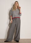 Wide-Leg Herringbone Trousers, Grey, large