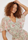 Watercolour Blooms Chiffon Mini Dress, Mint, large