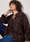 Curve Painterly Paisley Peplum Hem Top, Black, large